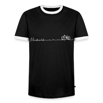 Mountain bike MTB bike cycling - Men's Ringer Shirt - black/white - Front - AI Model Female 172 light (172cm) & AI Model Male 178 light (178cm)