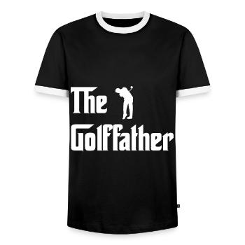 The Golffather Golfer Dad Golf Papa - Männer Kontrast-T-Shirt - Schwarz/Weiß - Vorne - AI Model Female 172 light (172cm) & AI Model Male 178 light (178cm)
