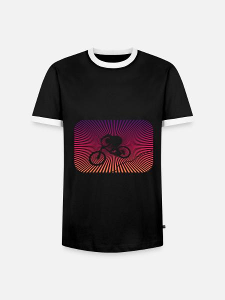 Downhill biken - Männer Kontrast-T-Shirt - Schwarz/Weiß