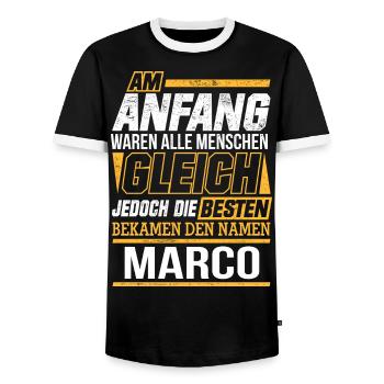 MARCO - Die Besten - Männer Kontrast-T-Shirt - Schwarz/Weiß - Vorne - AI Model Female 172 light (172cm) & AI Model Male 178 light (178cm)