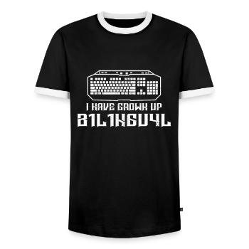 i have grown up bilingual 1337 - Gamer Sprüche - Männer Kontrast-T-Shirt - Schwarz/Weiß - Vorne - AI Model Female 172 light (172cm) & AI Model Male 178 light (178cm)