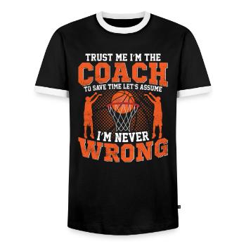 citations basket - trust me the coach - T-shirt contrasté Homme - noir/blanc - Devant - AI Model Female 172 light (172cm) & AI Model Male 178 light (178cm)