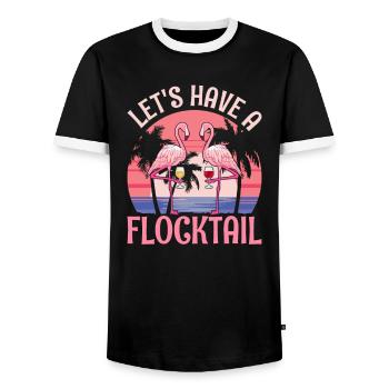 Let's have a flocktail - flamingo - T-shirt contrasté Homme - noir/blanc - Devant - AI Model Female 172 light (172cm) & AI Model Male 178 light (178cm)