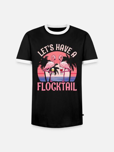 Let's have a flocktail - flamingo - Men's Ringer Shirt - black/white