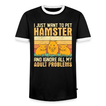 I just want to pet Hamsters - Men's Ringer Shirt - black/white - Front - AI Model Female 172 light (172cm) & AI Model Male 178 light (178cm)