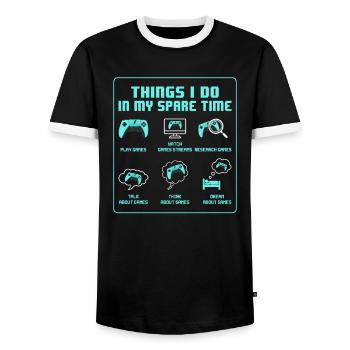 Awesome Gamer - Men's Ringer Shirt - black/white - Front - AI Model Female 172 light (172cm) & AI Model Male 178 light (178cm)