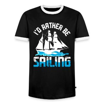 Sailboat Sailboat Yacht Nautical Retreat Plan - Men's Ringer Shirt - black/white - Front - AI Model Female 172 light (172cm) & AI Model Male 178 light (178cm)