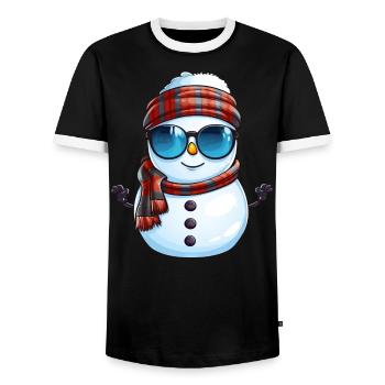 Cooler Schneemann mit Sonnenbrille Winter Design - Männer Kontrast-T-Shirt - Schwarz/Weiß - Vorne - AI Model Female 172 light (172cm) & AI Model Male 178 light (178cm)