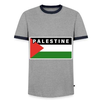 Drapeau de la Palestine - T-shirt contrasté Homme - gris/marine  - Devant - AI Model Female 172 light (172cm) & AI Model Male 178 light (178cm)
