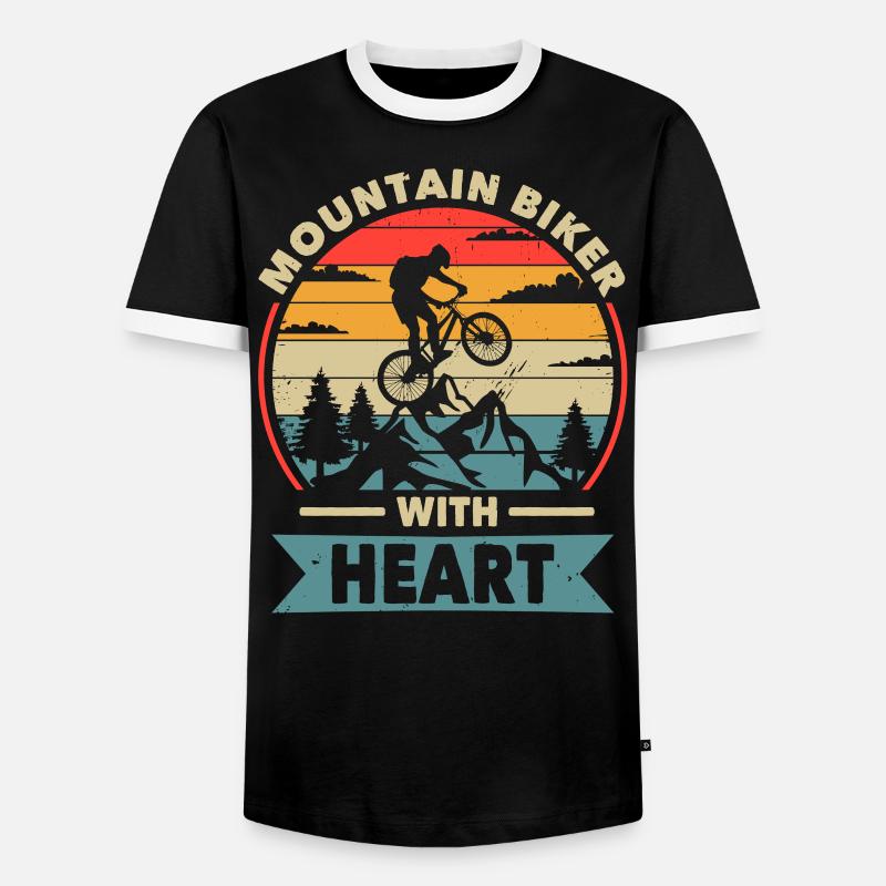 Mountainbiker mit Herz - Männer Kontrast-T-Shirt - Schwarz/Weiß