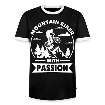 Mountainbiker aus leidenschaft - Männer Kontrast-T-Shirt - Schwarz/Weiß - Vorne - AI Model Female 172 light (172cm) & AI Model Male 178 light (178cm)