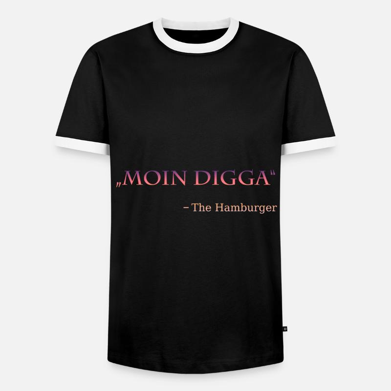 Moin Digga the Hamburger - Männer Kontrast-T-Shirt - Schwarz/Weiß