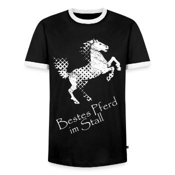 Bestes Pferd im Stall - Männer Kontrast-T-Shirt - Schwarz/Weiß - Vorne - AI Model Female 172 light (172cm) & AI Model Male 178 light (178cm)