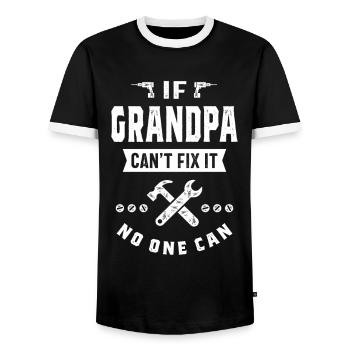 Wenn Opa es nicht reparieren kann - Männer Kontrast-T-Shirt - Schwarz/Weiß - Vorne - AI Model Female 172 light (172cm) & AI Model Male 178 light (178cm)