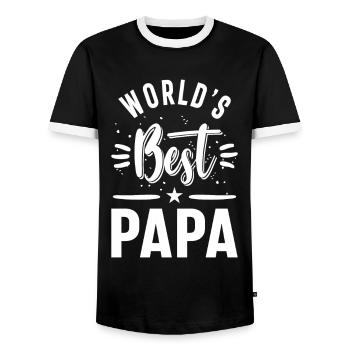 World's Best Papa - Men's Ringer Shirt - black/white - Front - AI Model Female 172 light (172cm) & AI Model Male 178 light (178cm)