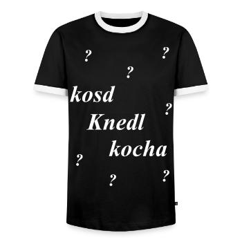 bayrische Anmache, Knödel - Männer Kontrast-T-Shirt - Schwarz/Weiß - Vorne - AI Model Female 172 light (172cm) & AI Model Male 178 light (178cm)