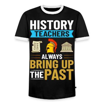 Geschichte Lehrer Lektion Professor Historiker - Männer Kontrast-T-Shirt - Schwarz/Weiß - Vorne - AI Model Female 172 light (172cm) & AI Model Male 178 light (178cm)