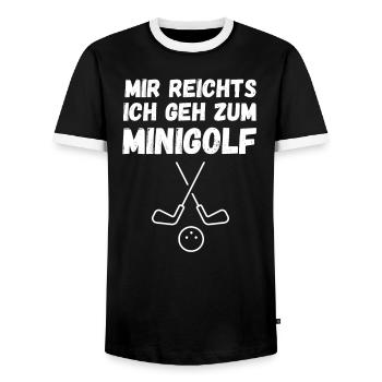Mir reichts ich geh zum Minigolf Spruch Motiv - Männer Kontrast-T-Shirt - Schwarz/Weiß - Vorne - AI Model Female 172 light (172cm) & AI Model Male 178 light (178cm)
