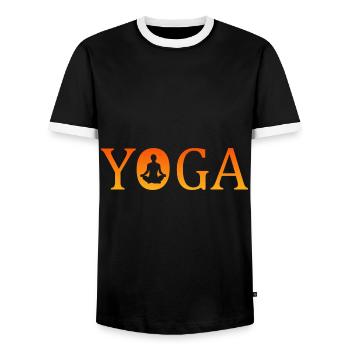 yoga Yoga - Männer Kontrast-T-Shirt - Schwarz/Weiß - Vorne - AI Model Female 172 light (172cm) & AI Model Male 178 light (178cm)