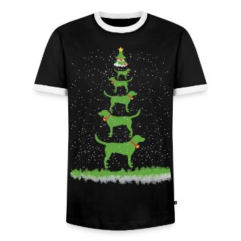 Labbi Weihnachtsbaum - Männer Kontrast-T-Shirt - Schwarz/Weiß - Vorne - AI Model Female 172 light (172cm) & AI Model Male 178 light (178cm)