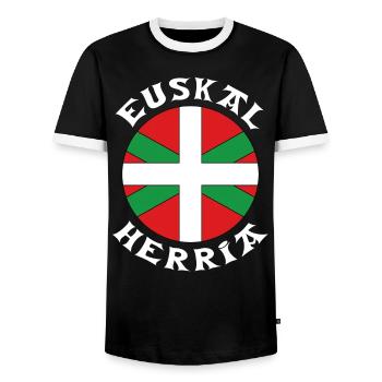 euskal herria design 7 - Men's Ringer Shirt - black/white - Front - AI Model Female 172 light (172cm) & AI Model Male 178 light (178cm)