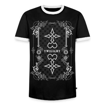 - Kingdom Hearts - White - Men's Ringer Shirt - black/white - Front - AI Model Female 172 light (172cm) & AI Model Male 178 light (178cm)