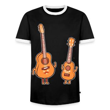 Ukulélé fête des pères Cadeau de la fête des pères - T-shirt contrasté Homme - noir/blanc - Devant - AI Model Female 172 light (172cm) & AI Model Male 178 light (178cm)