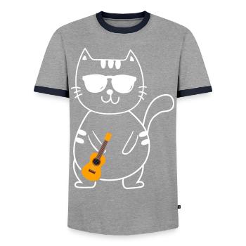 Ukulélé - T-shirt contrasté Homme - gris/marine  - Devant - AI Model Female 172 light (172cm) & AI Model Male 178 light (178cm)