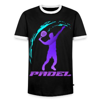 Padel | - Männer Kontrast-T-Shirt - Schwarz/Weiß - Vorne - AI Model Female 172 light (172cm) & AI Model Male 178 light (178cm)