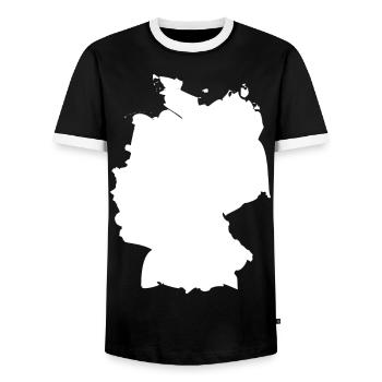 Drapeau de carte Allemagne - T-shirt contrasté Homme - noir/blanc - Devant - AI Model Female 172 light (172cm) & AI Model Male 178 light (178cm)