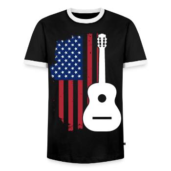 Gitarre USA Patriot - Männer Kontrast-T-Shirt - Schwarz/Weiß - Vorne - AI Model Female 172 light (172cm) & AI Model Male 178 light (178cm)