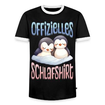 Offizielles Schlafshirt Pinguin Schlafanzug Süß - Männer Kontrast-T-Shirt - Schwarz/Weiß - Vorne - AI Model Female 172 light (172cm) & AI Model Male 178 light (178cm)