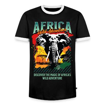 Afrika Elefant Natur Abenteuer Wildnis Safari - Männer Kontrast-T-Shirt - Schwarz/Weiß - Vorne - AI Model Female 172 light (172cm) & AI Model Male 178 light (178cm)
