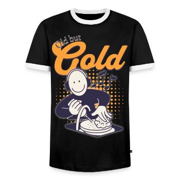 Old but Gold mit Kopfhörer, Geschirr abwaschen - Männer Kontrast-T-Shirt - Schwarz/Weiß - Vorne - AI Model Female 172 light (172cm) & AI Model Male 178 light (178cm)