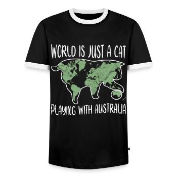 Chat ludique avec carte idée cadeau Geologie - T-shirt contrasté Homme - noir/blanc - Devant - AI Model Female 172 light (172cm) & AI Model Male 178 light (178cm)