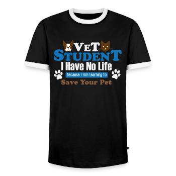Veterinarian Veterinarian Veterinary Veterinary Animals Hu - Men's Ringer Shirt - black/white - Front - AI Model Female 172 light (172cm) & AI Model Male 178 light (178cm)