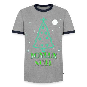 JOYEUX NOËL - T-shirt contrasté Homme - gris/marine  - Devant - AI Model Female 172 light (172cm) & AI Model Male 178 light (178cm)
