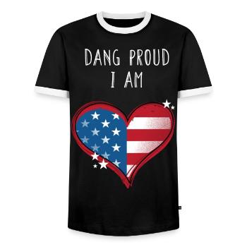 Dang Proud I Am 4th of July Independence Fourth - Men's Ringer Shirt - black/white - Front - AI Model Female 172 light (172cm) & AI Model Male 178 light (178cm)