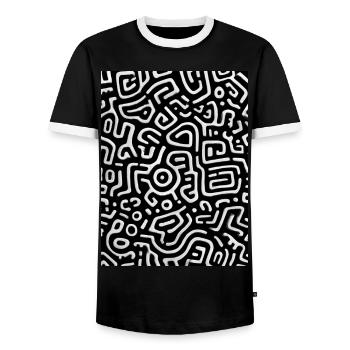 Abstract Pattern | Organic Shapes - Männer Kontrast-T-Shirt - Schwarz/Weiß - Vorne - AI Model Female 172 light (172cm) & AI Model Male 178 light (178cm)