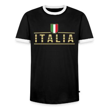 Italie Football Italia Drapeau italien - T-shirt contrasté Homme - noir/blanc - Devant - AI Model Female 172 light (172cm) & AI Model Male 178 light (178cm)