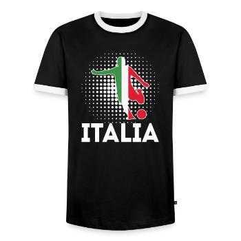 Italie Football Italia Drapeau italien - T-shirt contrasté Homme - noir/blanc - Devant - AI Model Female 172 light (172cm) & AI Model Male 178 light (178cm)