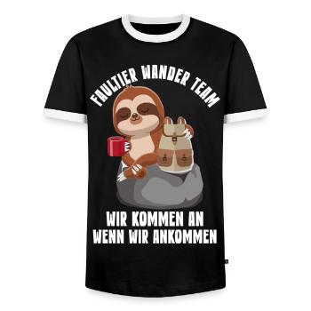 Faultier Gruppe Wandergruppe Berg Wanderung - Männer Kontrast-T-Shirt - Schwarz/Weiß - Vorne - AI Model Female 172 light (172cm) & AI Model Male 178 light (178cm)