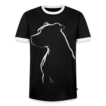 Pitbull Silhouett - Men's Ringer Shirt - black/white - Front - AI Model Female 172 light (172cm) & AI Model Male 178 light (178cm)