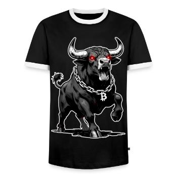 Bitcoin Bull Red Laser Eyes Crypto Bull Run - T-shirt contrasté Homme - noir/blanc - Devant - AI Model Female 172 light (172cm) & AI Model Male 178 light (178cm)