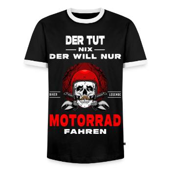 Der tut nix der will nur Motorrad fahren - Männer Kontrast-T-Shirt - Schwarz/Weiß - Vorne - AI Model Female 172 light (172cm) & AI Model Male 178 light (178cm)