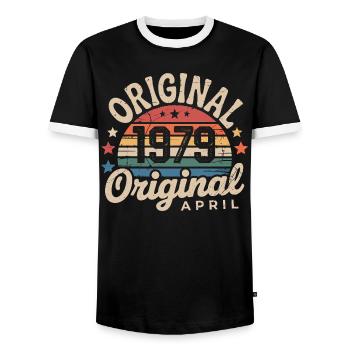 Avril 1979 Vintage Rétro Cadeau Anniversaire Avril - T-shirt contrasté Homme - noir/blanc - Devant - AI Model Female 172 light (172cm) & AI Model Male 178 light (178cm)
