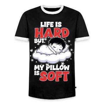 Sommeil Nuage Life is Hard My Pillow Soft - T-shirt contrasté Homme - noir/blanc - Devant - AI Model Female 172 light (172cm) & AI Model Male 178 light (178cm)