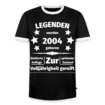18. Geburtstag Jahrgang 2004 - Männer Kontrast-T-Shirt - Schwarz/Weiß - Vorne - AI Model Female 172 light (172cm) & AI Model Male 178 light (178cm)