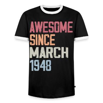 1948 Mars Naissance Anniversaire Mars 1948 Cadeau - T-shirt contrasté Homme - noir/blanc - Devant - AI Model Female 172 light (172cm) & AI Model Male 178 light (178cm)