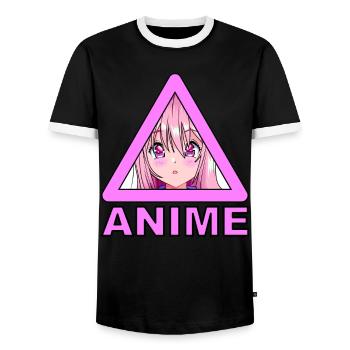 Anime - T-shirt contrasté Homme - noir/blanc - Devant - AI Model Female 172 light (172cm) & AI Model Male 178 light (178cm)